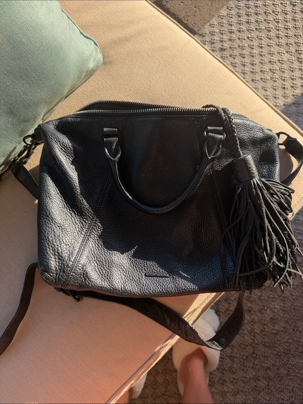Rebecca Minkoff Black Leather Tassel Satchel